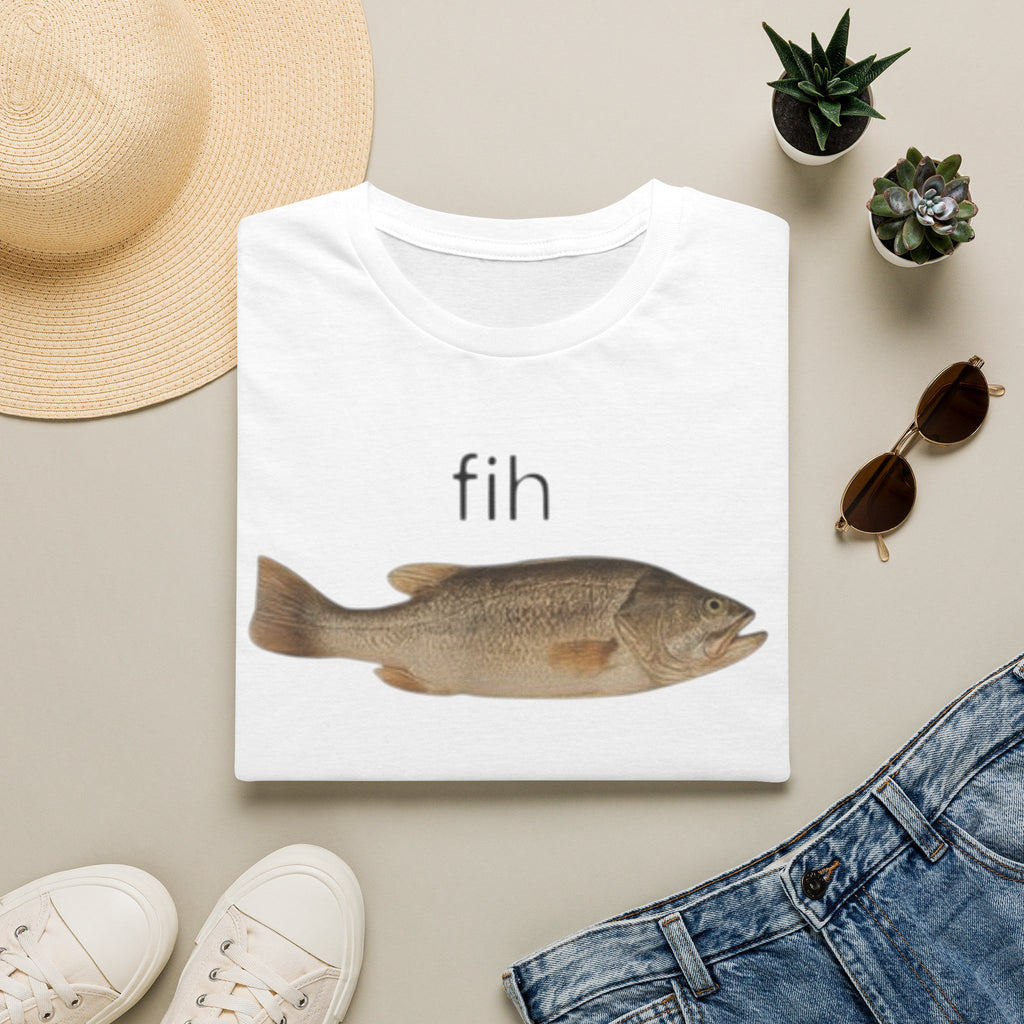 Fish Illustration T-Shirt — 'fih.' with Fish Graphic
