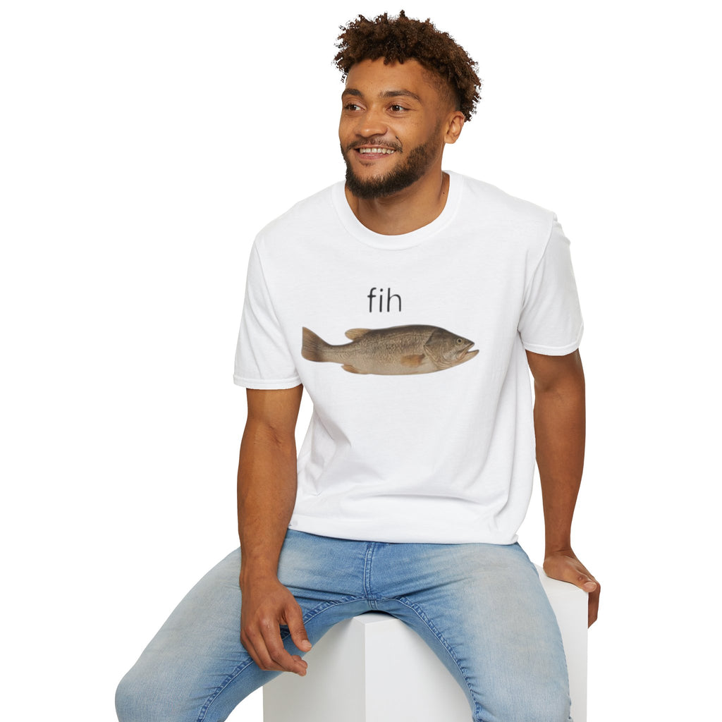 Fish Illustration T-Shirt — 'fih.' with Fish Graphic