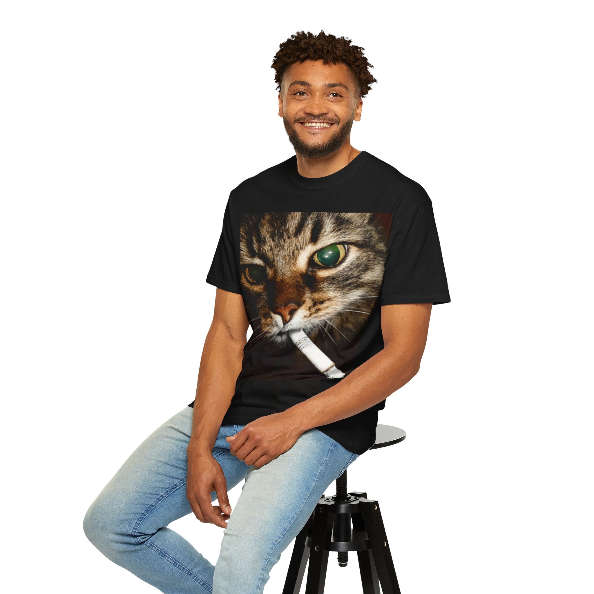 Cat Smoking T-Shirt — Graphic Feline with Cigarette Shirt